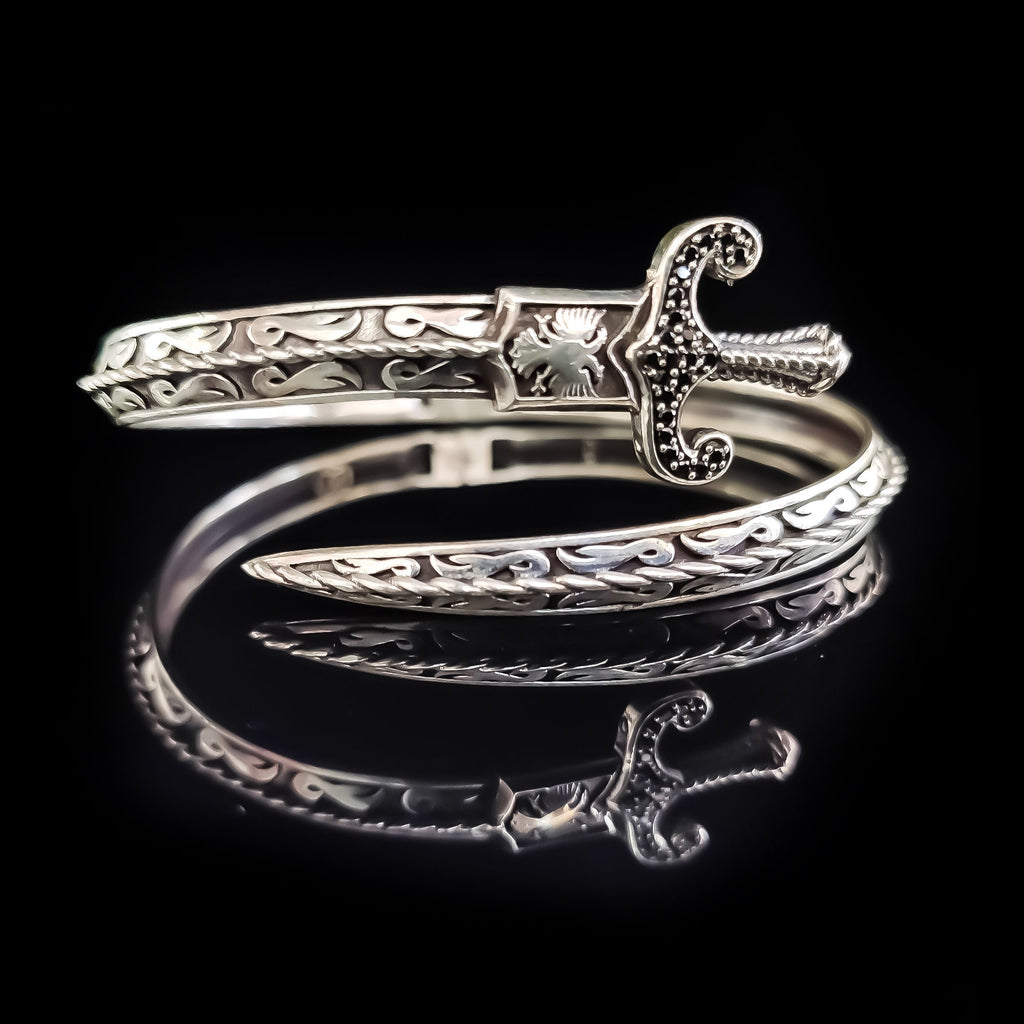 Sterling Silver Sword Bracelet: Blackstone Warrior Cuff