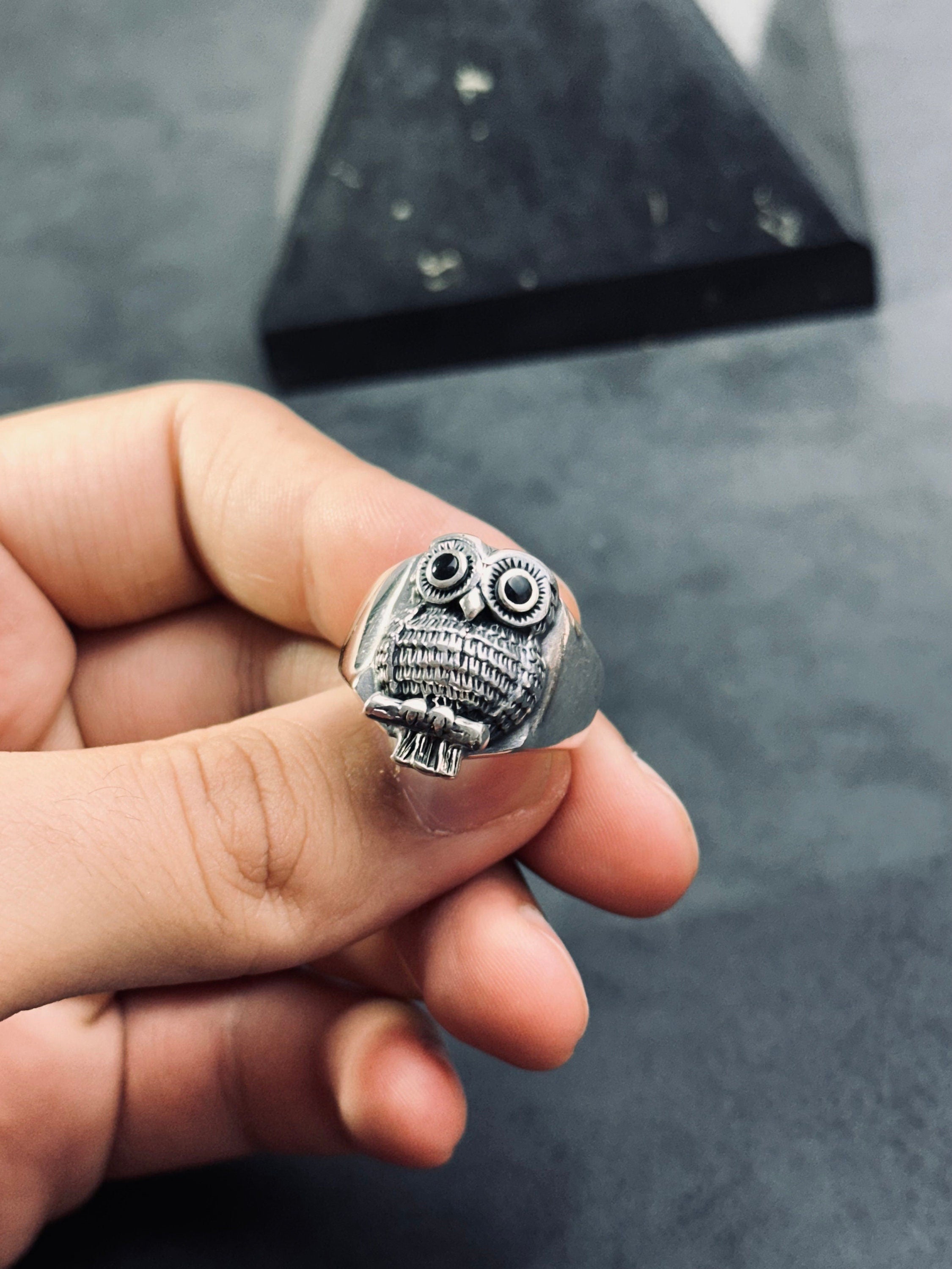 Sterling Silver Owl Ring: Handmade Personalized Animal Jewelry