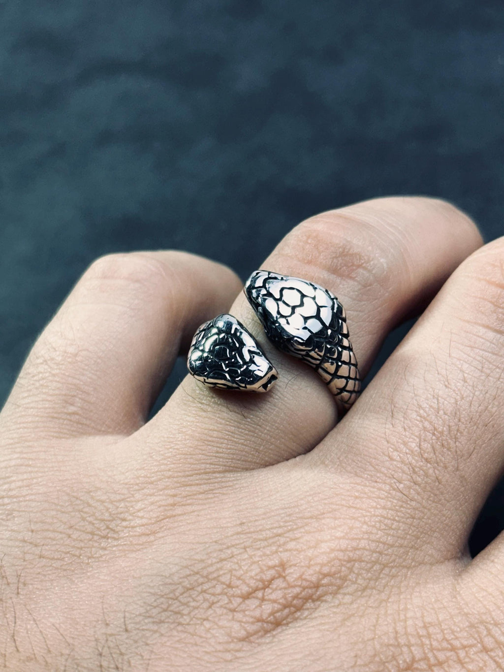 Vintage Sterling Silver Snake Ring, Adjustable Open Band (Unisex)