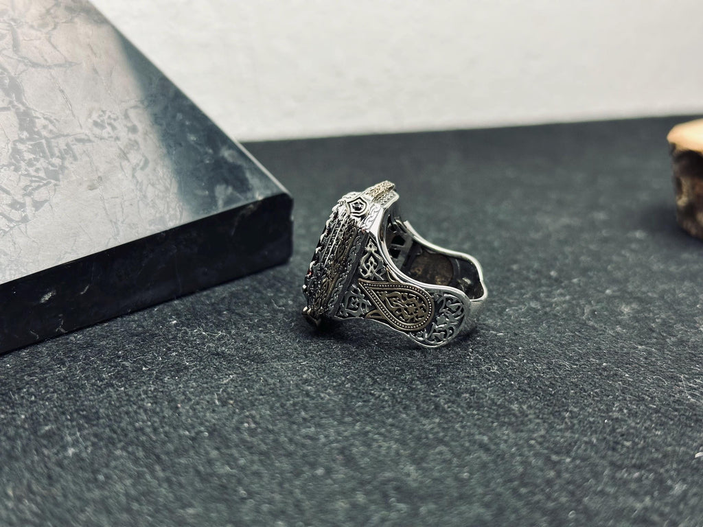 Ruby Statement Ring: Bold Square Red Gemstone (Sterling Silver)