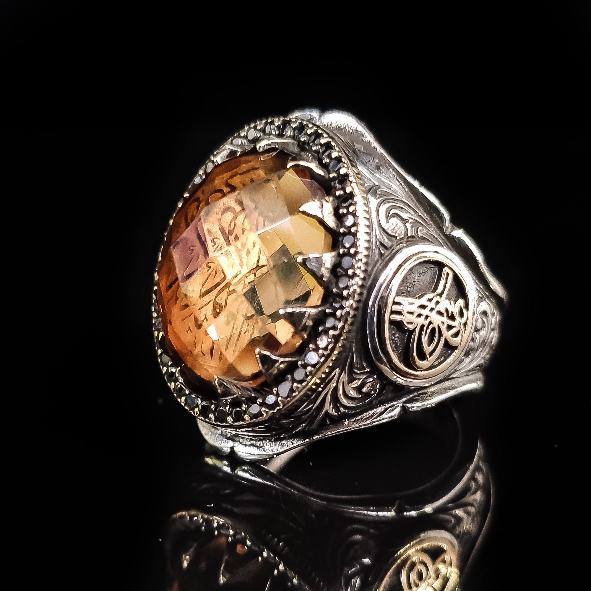 Sultanit Men's Ring - Handmade Sterling Silver, Color Change Stone