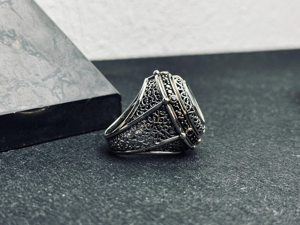Seal of Solomon Ring: Handmade Sterling Silver - Islamic Calligraphy
