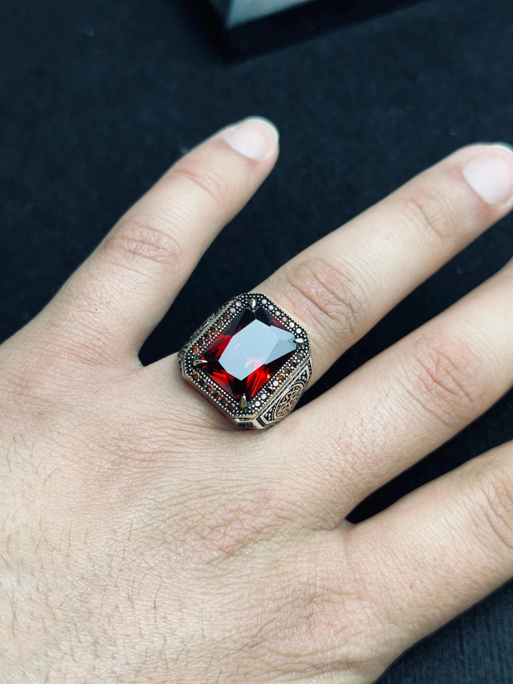 Ruby Signet Ring for Men: Handmade Sterling Silver, Bold Red Gem