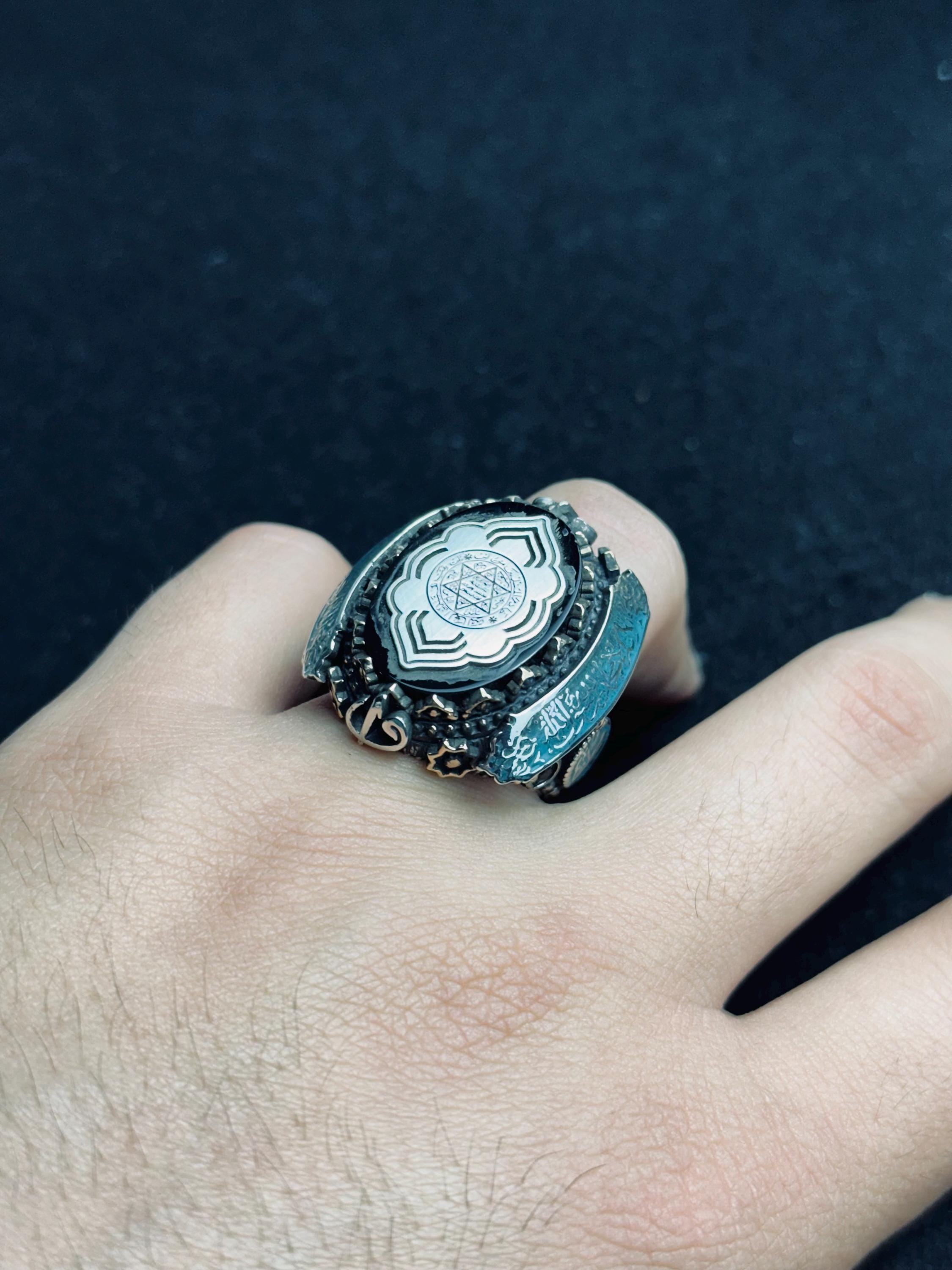 Men’s Solomon Seal Ring: Sterling Silver - Islamic Protection Jewelry