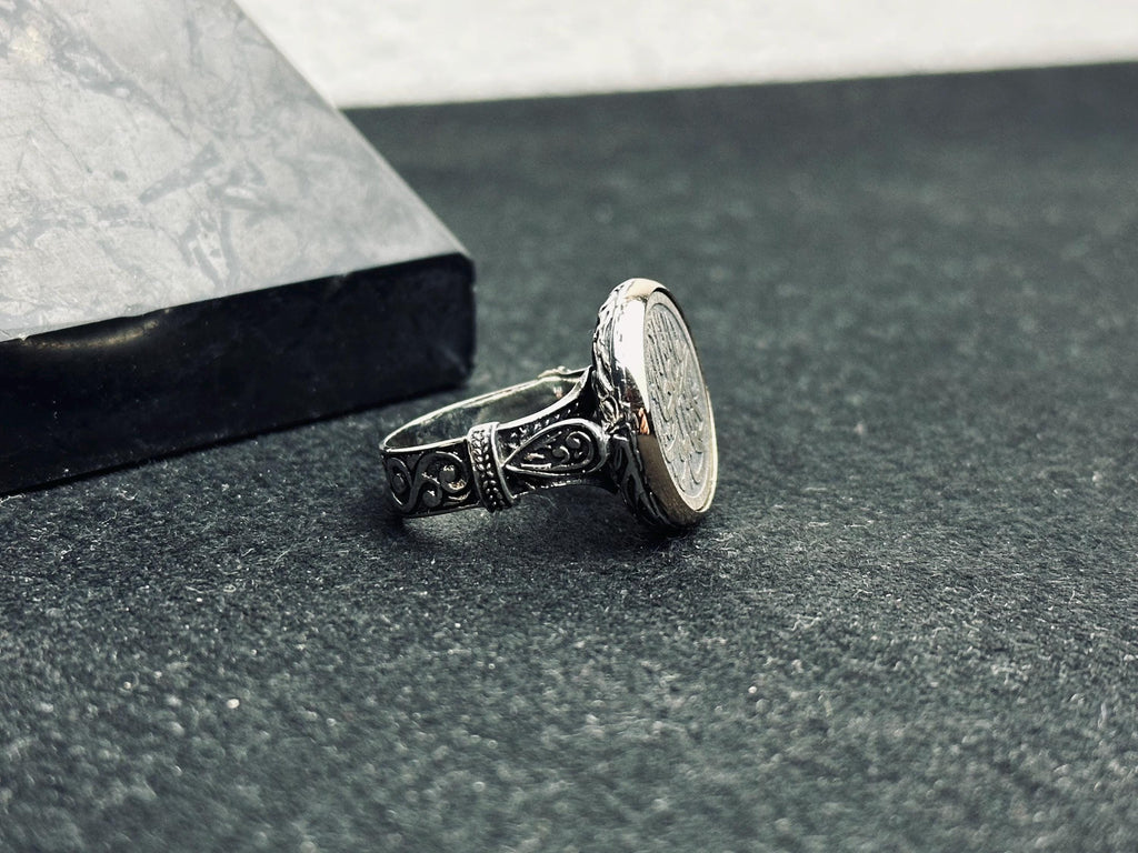 Islamic Prayer Ring: Sterling Silver Arabic Ayat (Handmade Vintage Style)