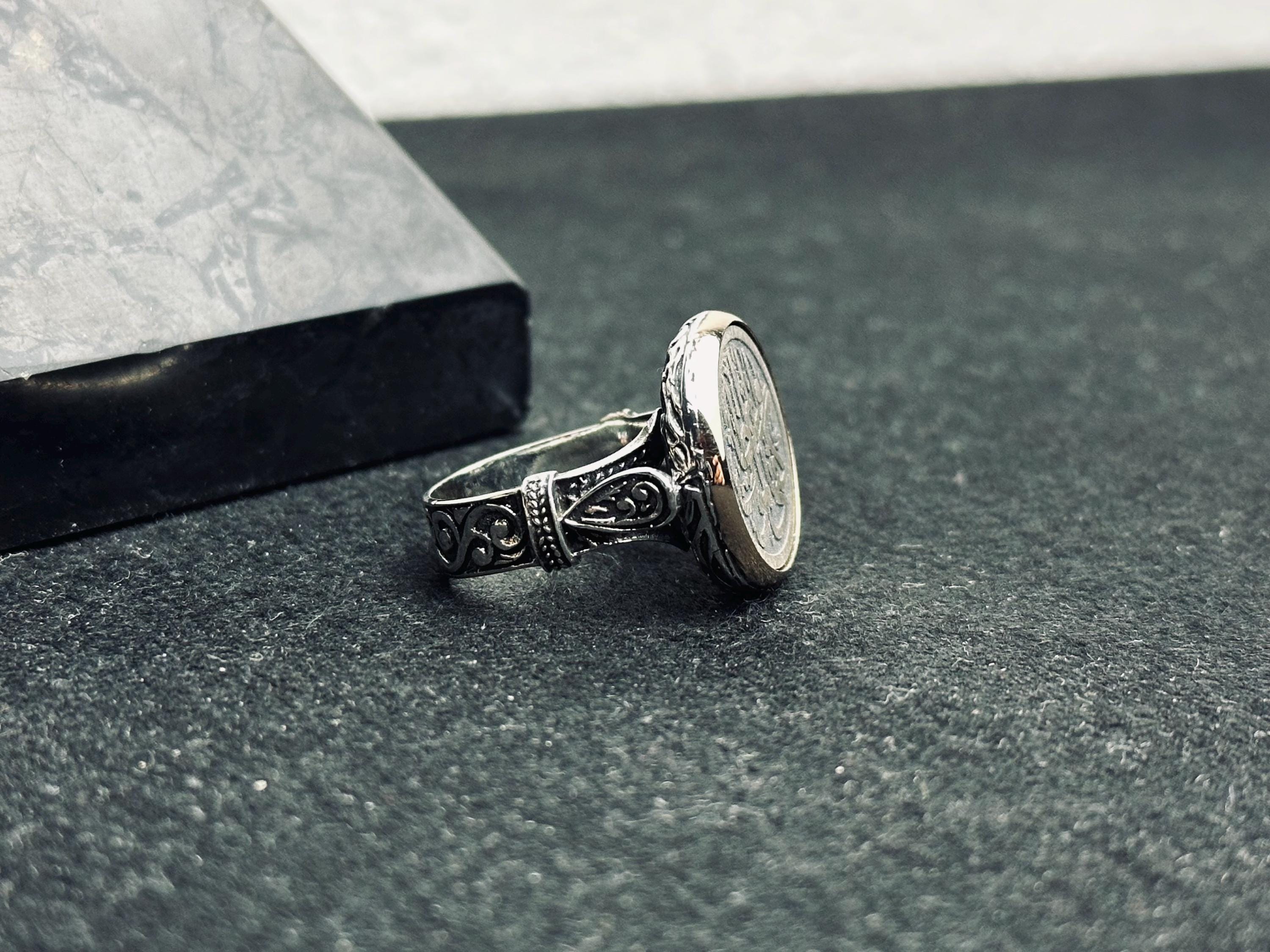 Islamic Prayer Ring: Sterling Silver Arabic Ayat (Handmade Vintage Style)