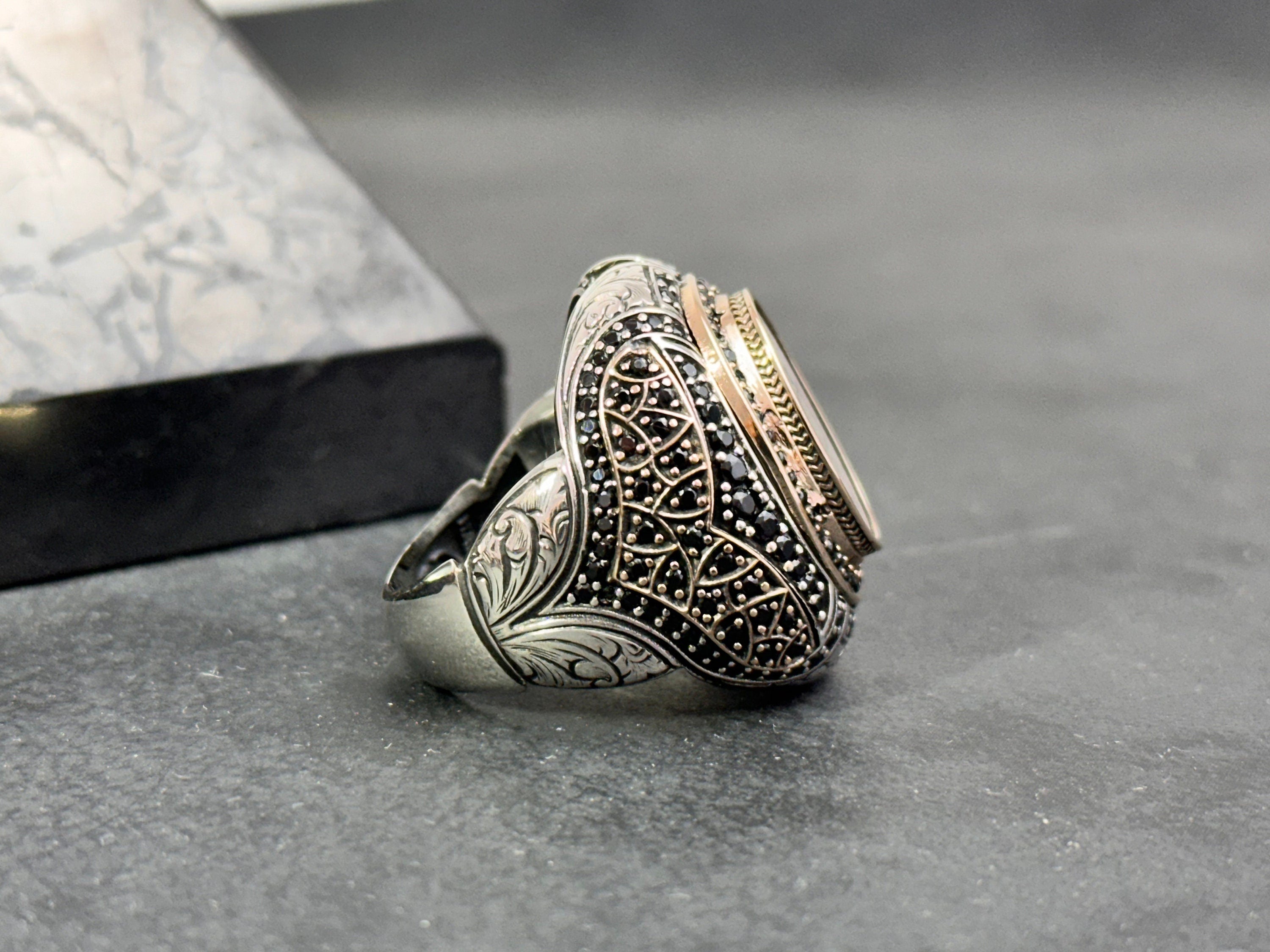 Sterling Silver Seal of Solomon Ring - Handmade Men's Statement Jewelry