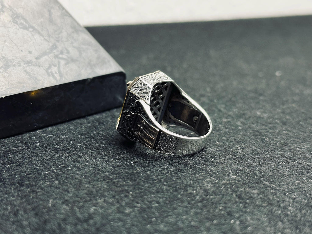 Turkish Handmade Citrine Ring, Square Stone (Sterling Silver)