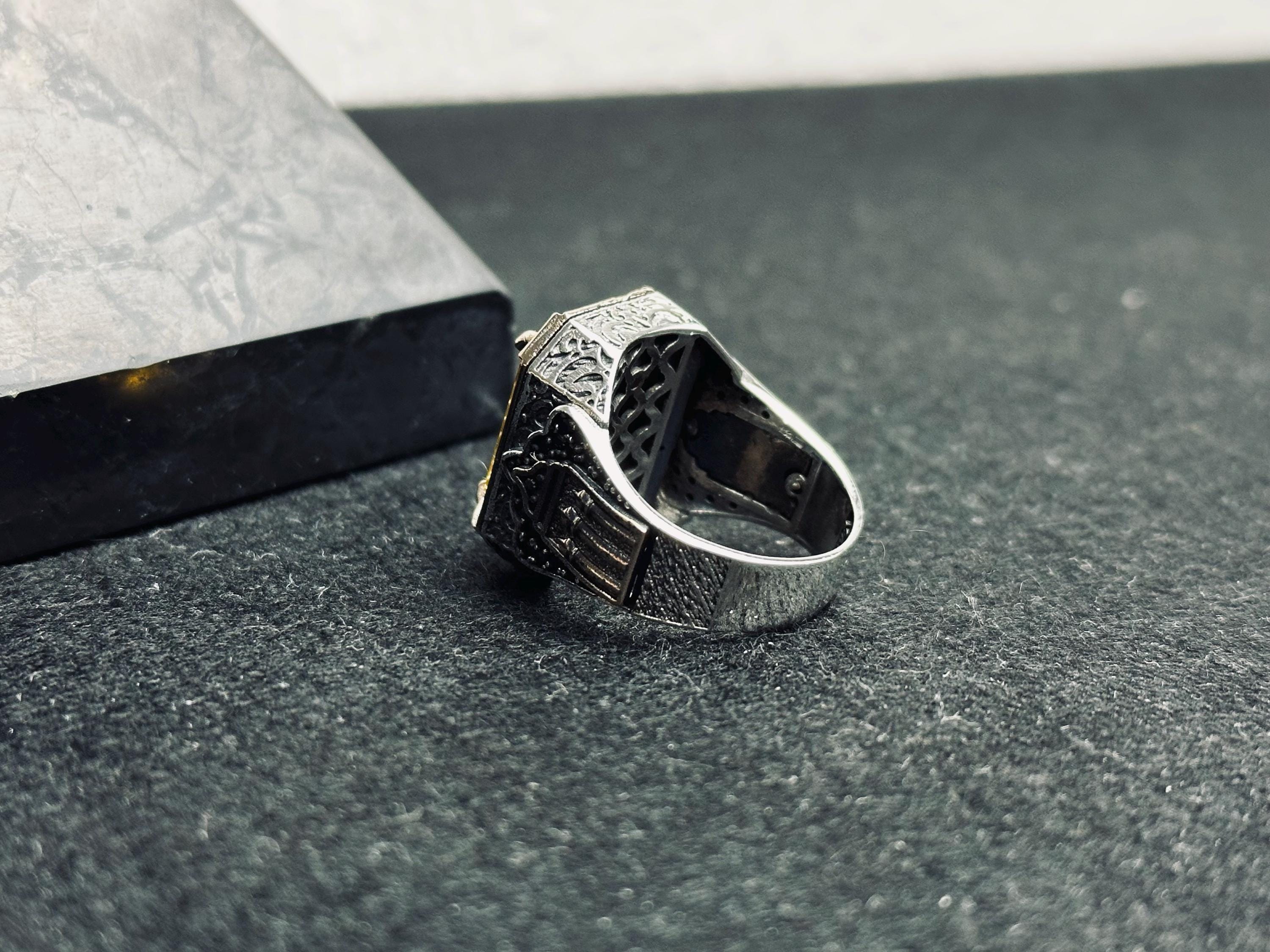 Turkish Handmade Citrine Ring, Square Stone (Sterling Silver)