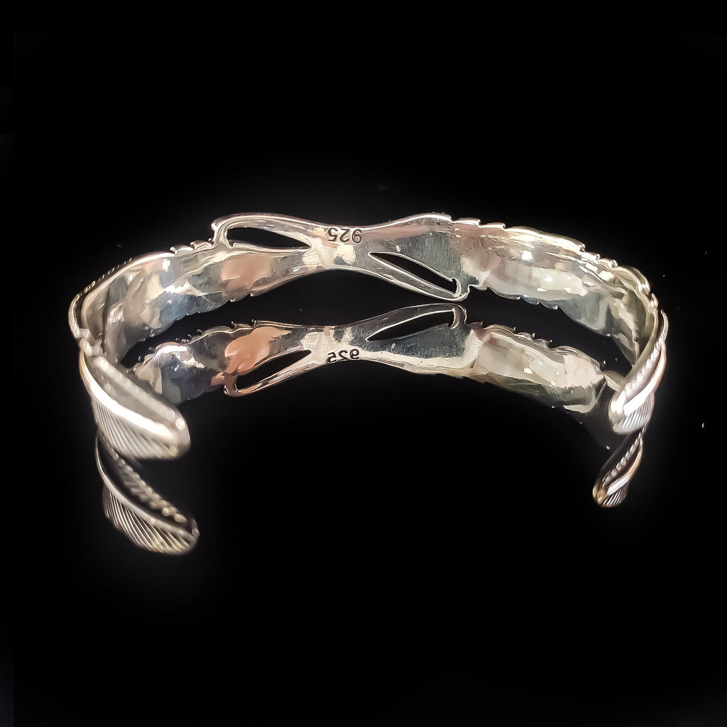 Sterling Silver Feather Cuff Bracelet (Handmade, Adjustable)