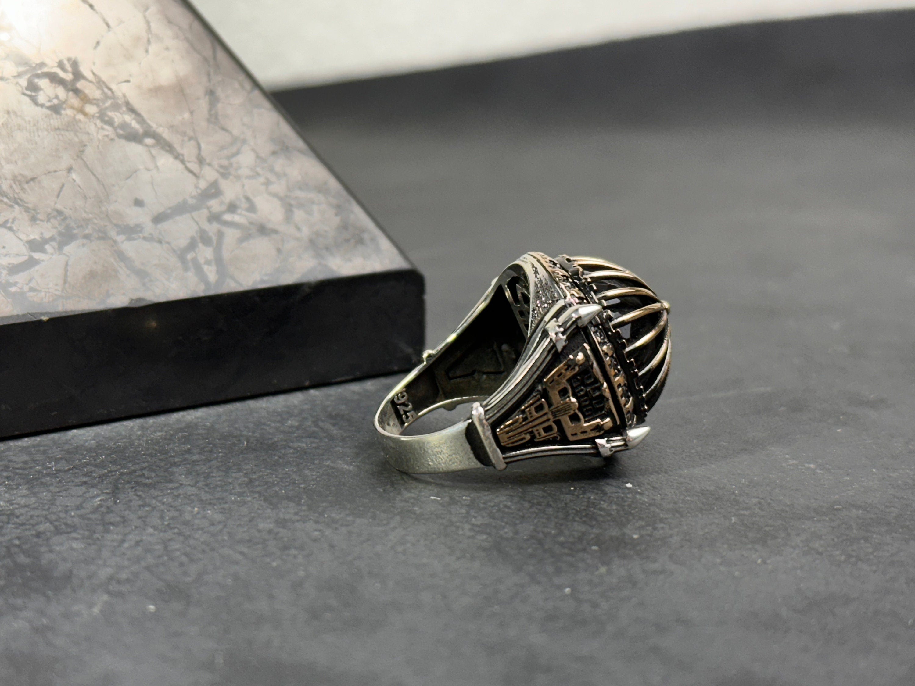 Islamic Sterling Silver Ring Al Aqsa Mosque (Oversized, Handmade)