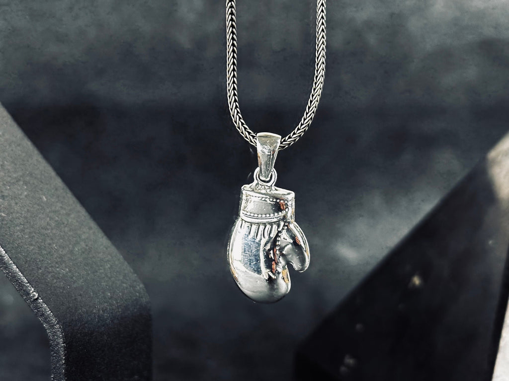 Boxing Glove Necklace - Silver Pendant on Chain