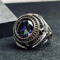 Mystic Topaz Men's Ring: Handmade Sterling Silver, Turkish Gemstone