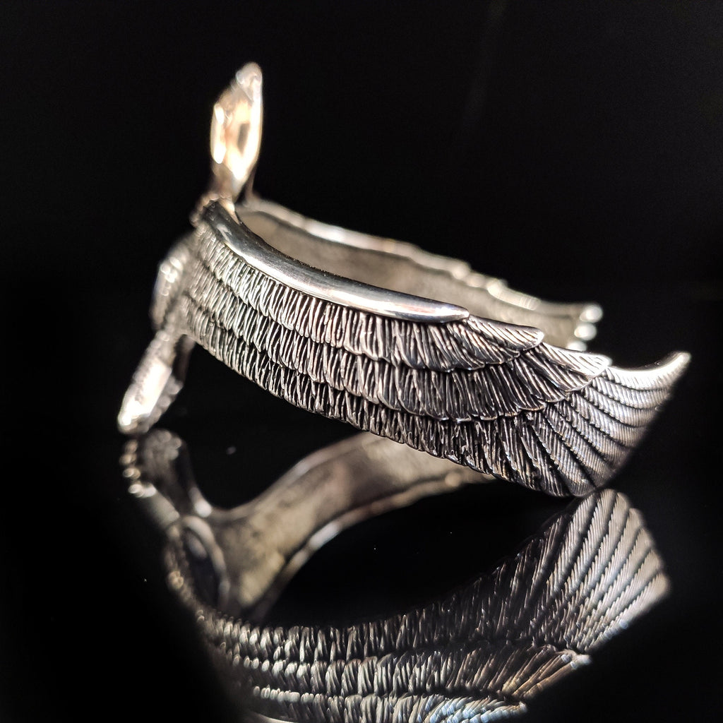 Sterling Silver Eagle Bracelet: Sapphire Stone, Handmade Men's Jewelry
