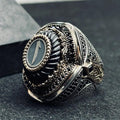 Elif Vav Signet Ring - Oval Onyx, Arabic Calligraphy
