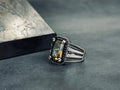 Minimalist Sultanit Ring, Sterling Silver Rectangle (Color-Change Stone)