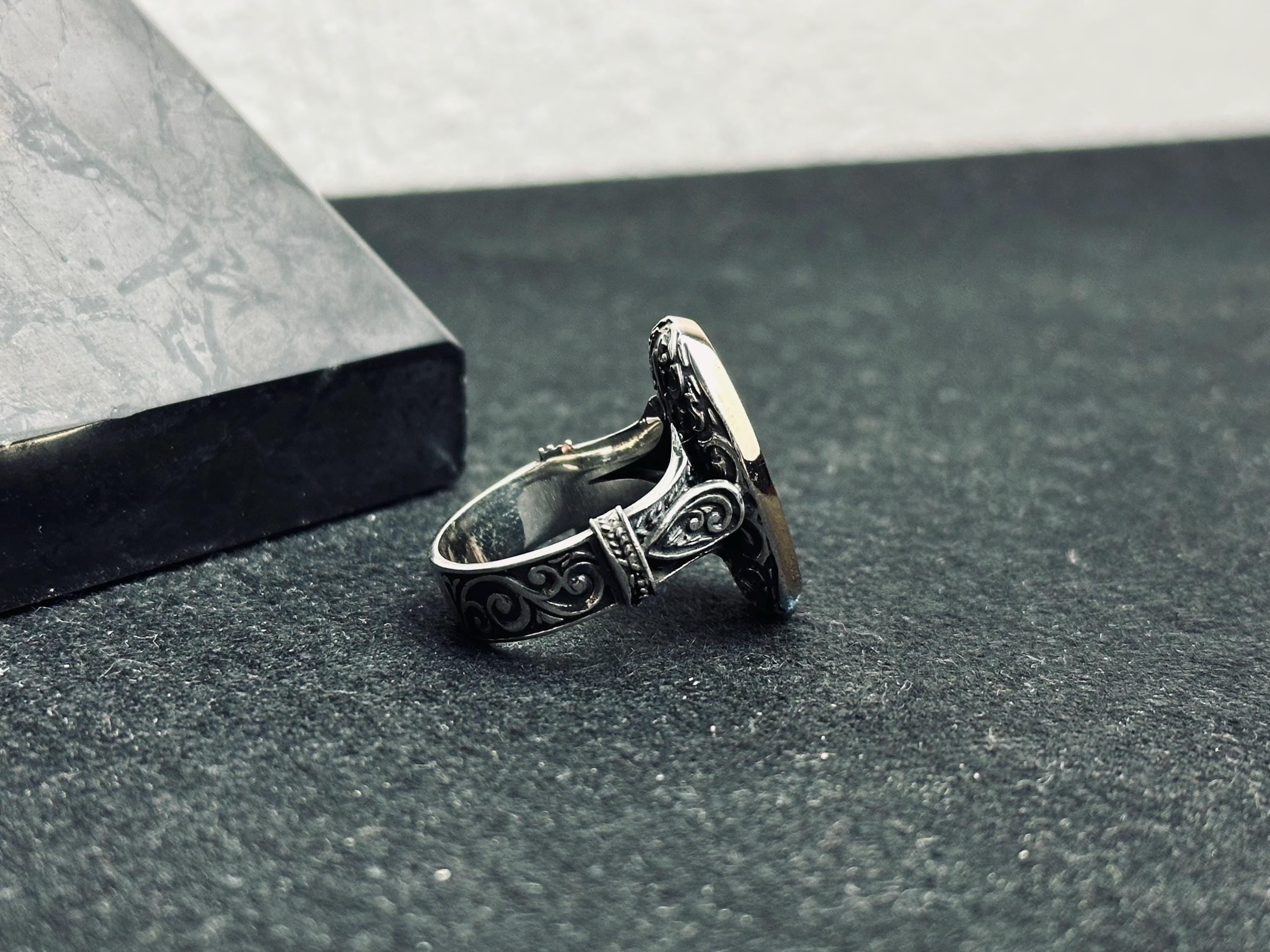 Oval Black Onyx Ring - Handmade Sterling Silver, Unisex Style