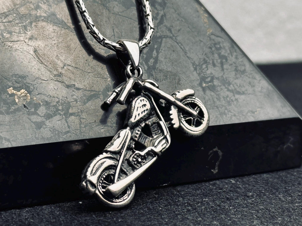 Motorcycle Necklace: Sterling Silver Infinity Pendant - Biker Jewelry