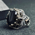 Turkish Handmade Men's Ring, Black Zircon Geometric (Sterling Silver)
