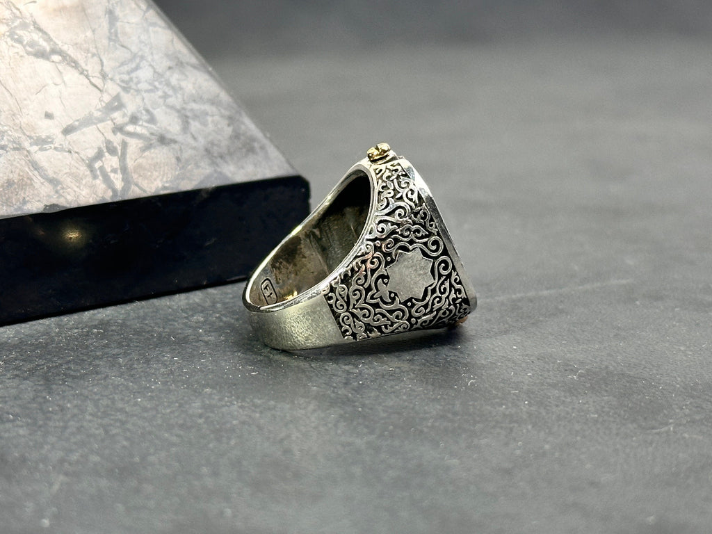 Changeable Sterling Silver Ring: Onyx and Star of David (Men's Size)