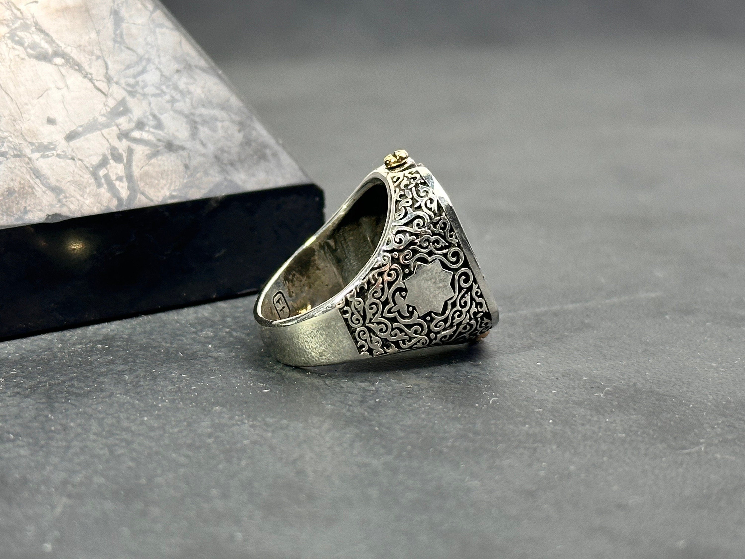 Changeable Sterling Silver Ring: Onyx and Star of David (Men's Size)