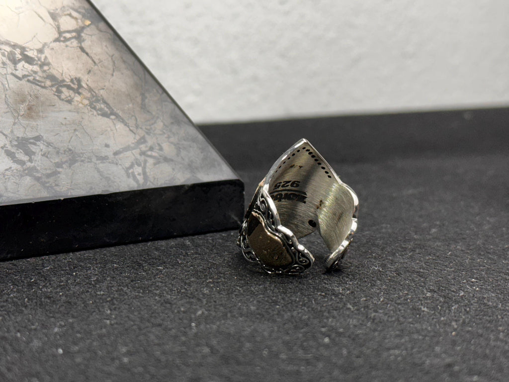 Double Headed Eagle Silver Ring, Handmade Thumb Band (Sterling 925)