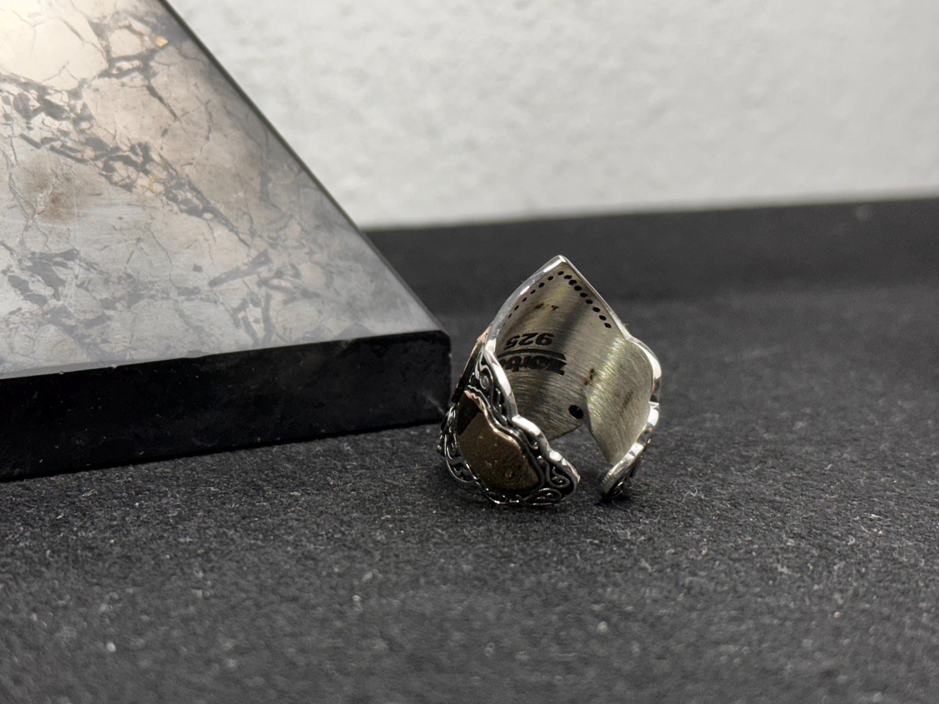 Double Headed Eagle Silver Ring, Handmade Thumb Band (Sterling 925)