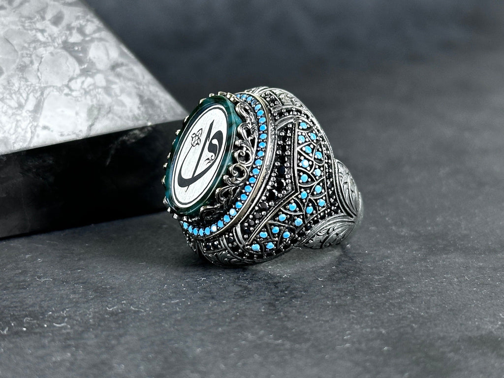 Elif Vav Silver Ring, Islamic Spiritual Jewelry (Handmade 925 Sterling)