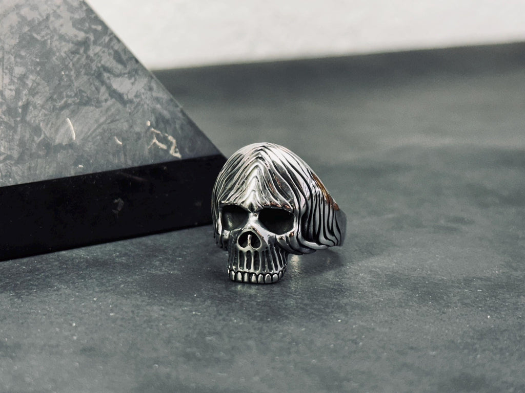 Sterling Silver Skull Ring: Handmade Gothic Biker Jewelry