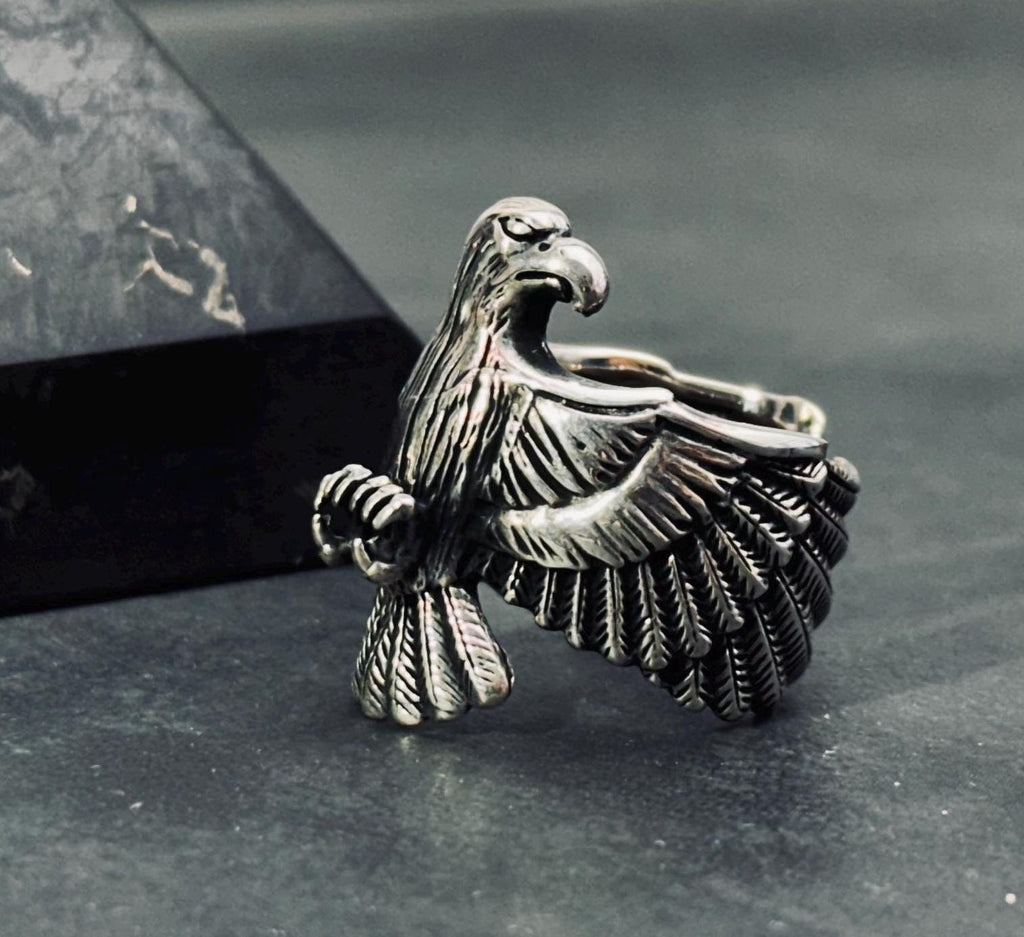 Eagle Statement Ring: Oxidized Sterling Silver (Adjustable)