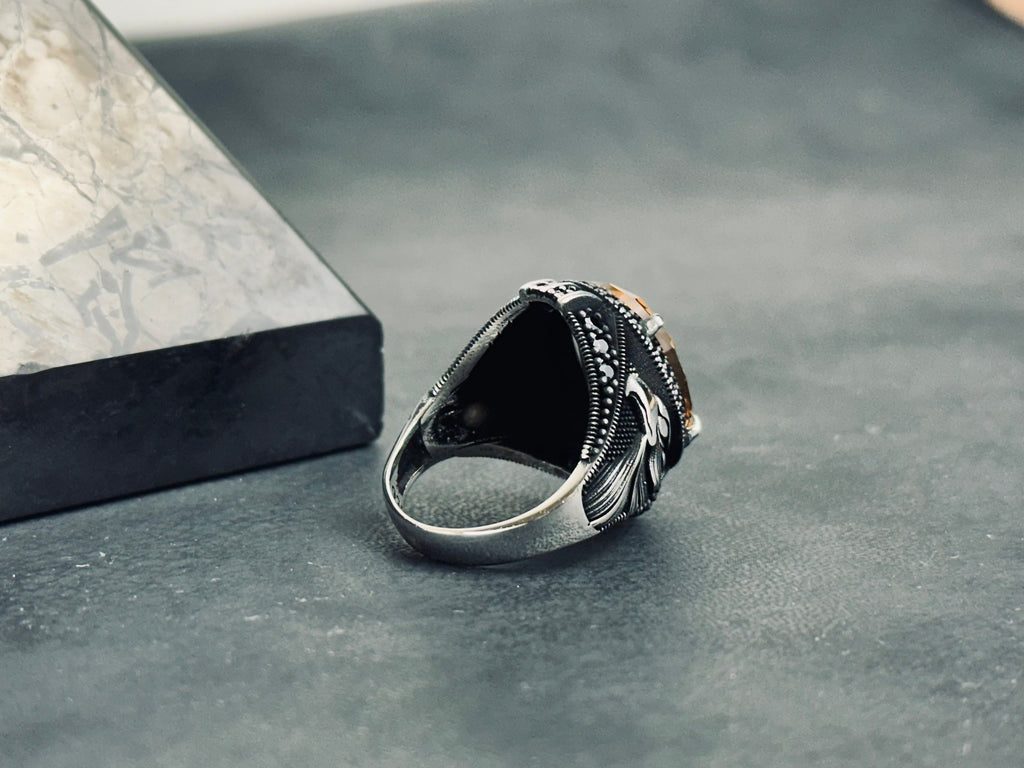 Sterling Silver Eagle Ring: Natural Sultanite Gemstone - Handmade