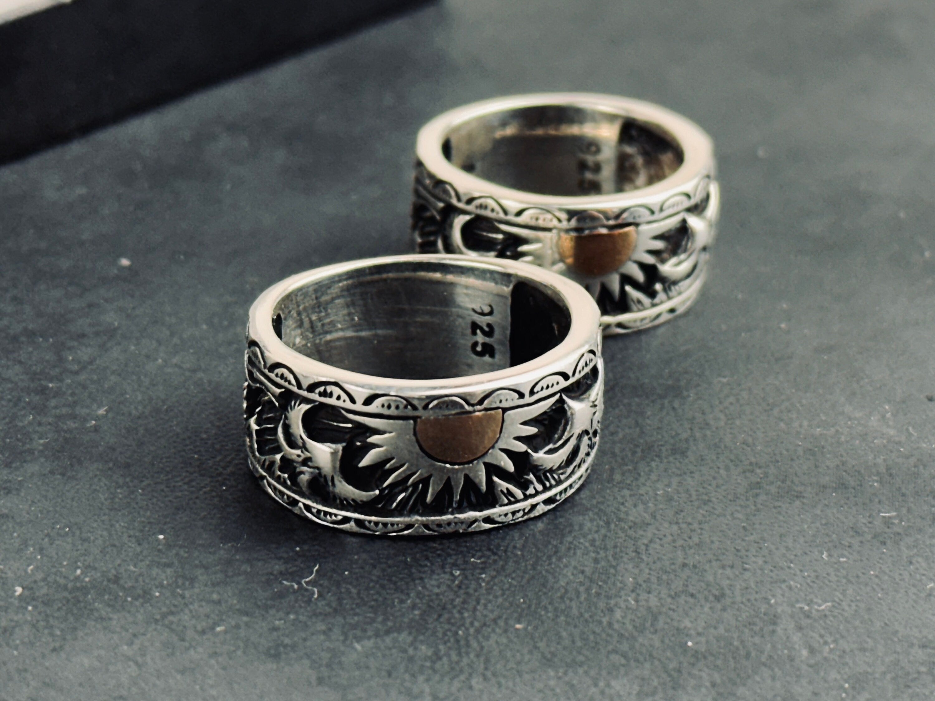 Celestial Sterling Silver Sun Signet Ring (Dainty Sunrise Band)