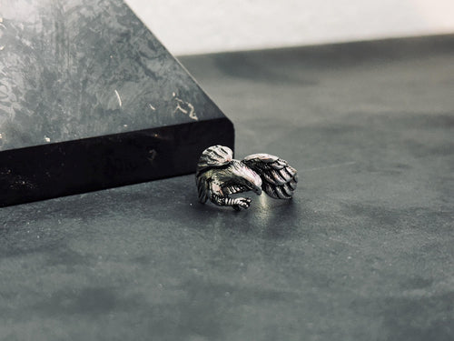Boho Sterling Silver Eagle Ring, Adjustable Band (Unisex)