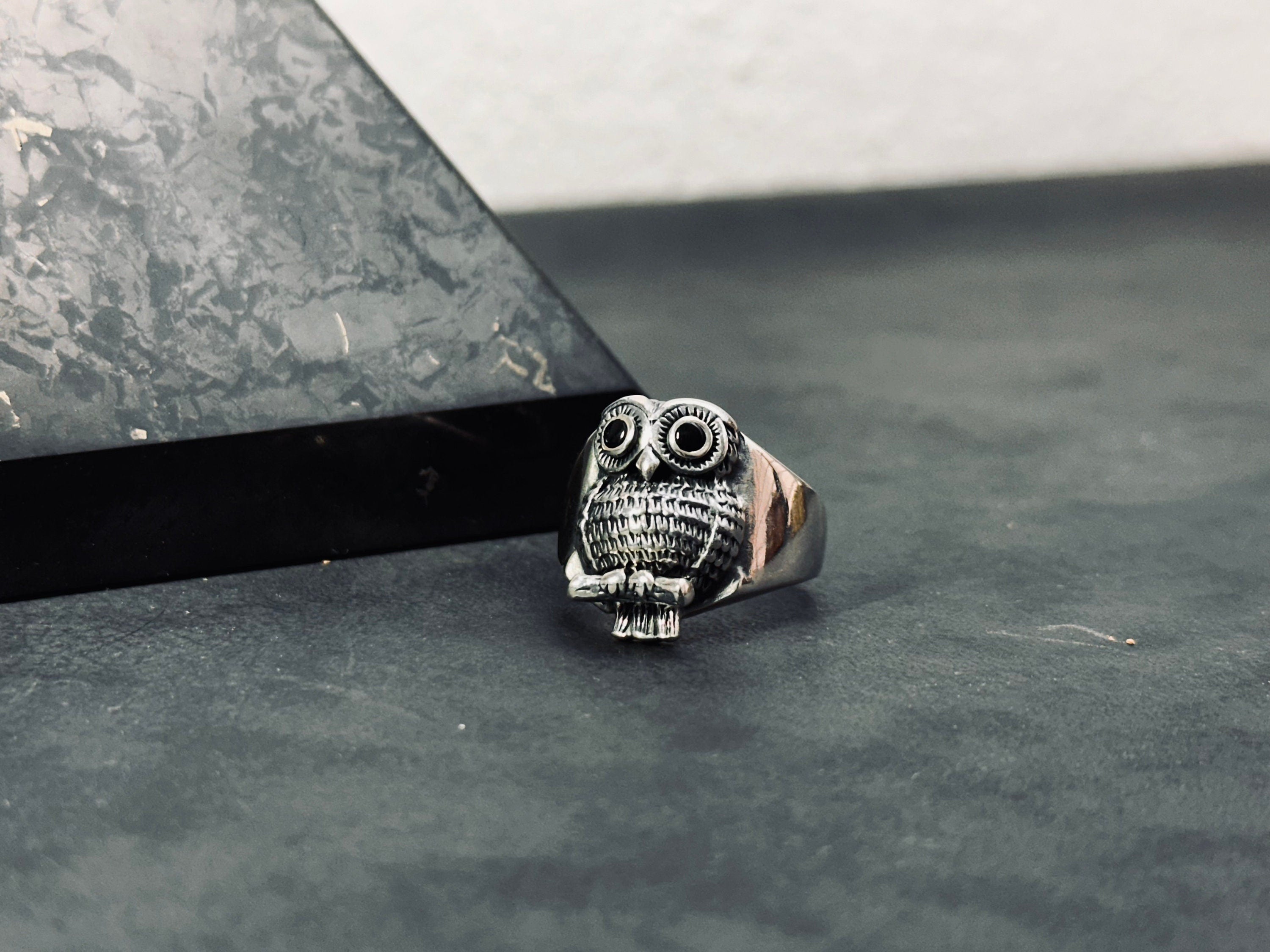 Sterling Silver Owl Ring: Handmade Personalized Animal Jewelry