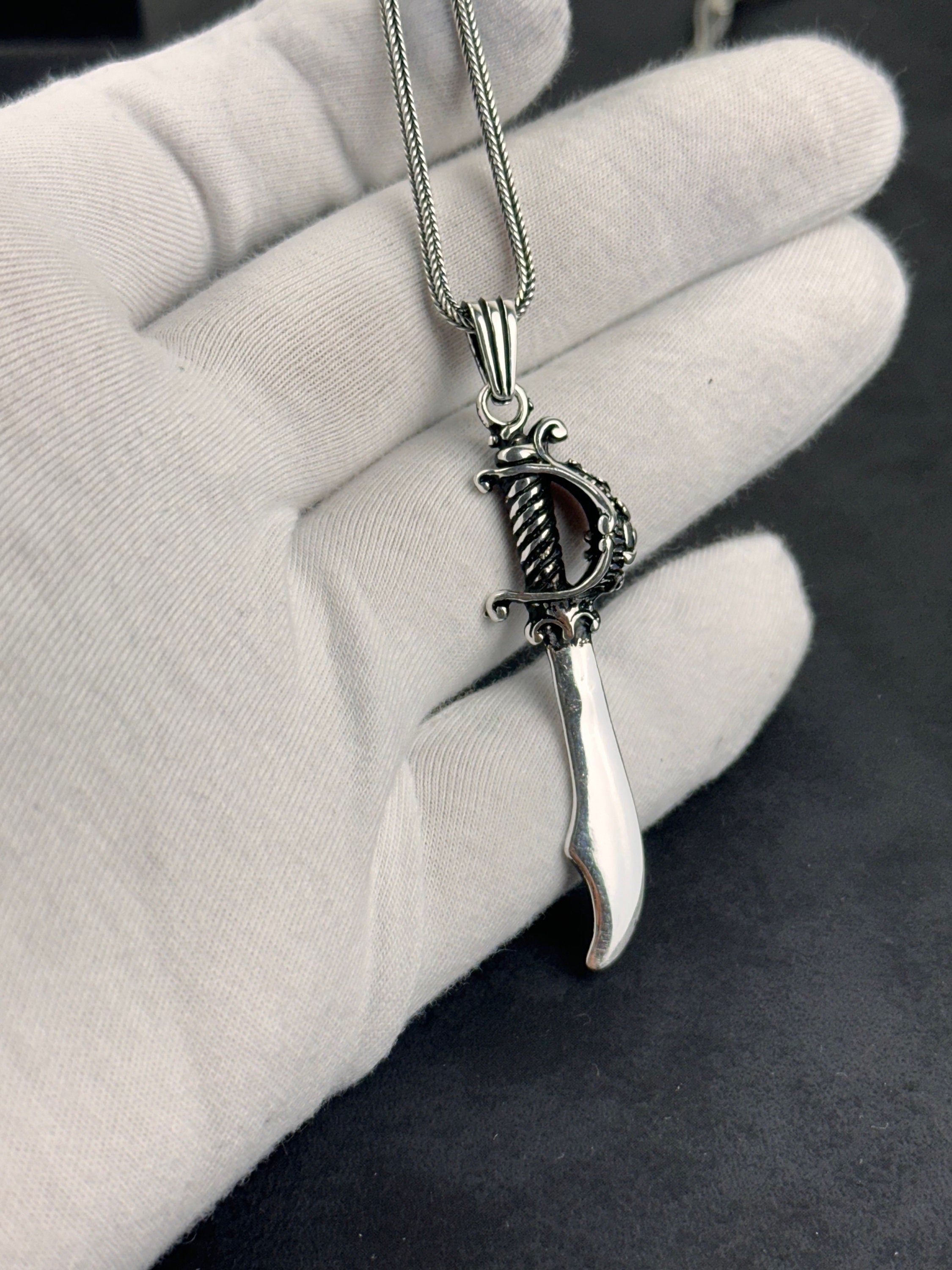 Sword Necklace Pendant: Sterling Silver Viking and Spartan Style