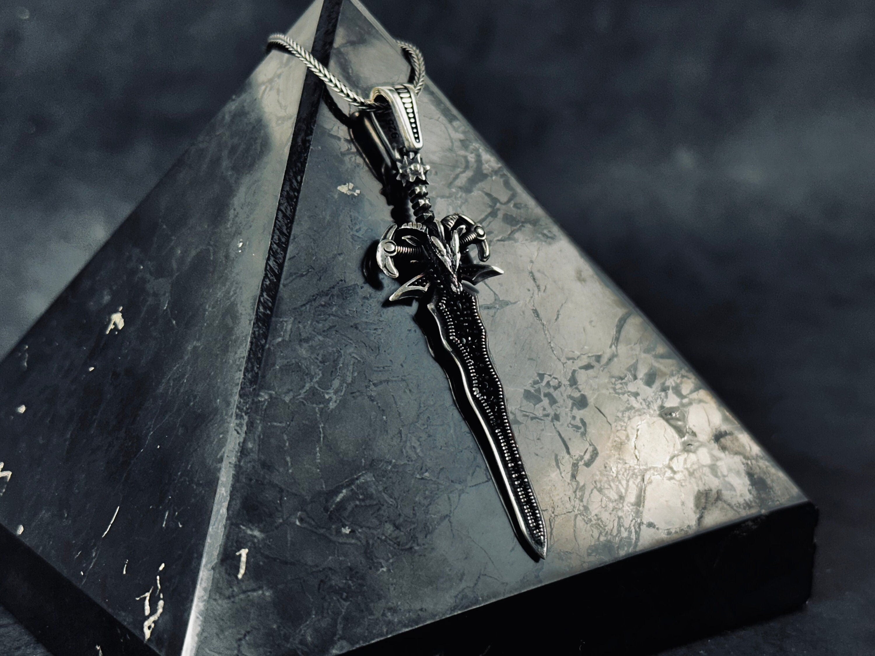 Lucifer-Inspired Sword Necklace - Silver Pendant with Chain