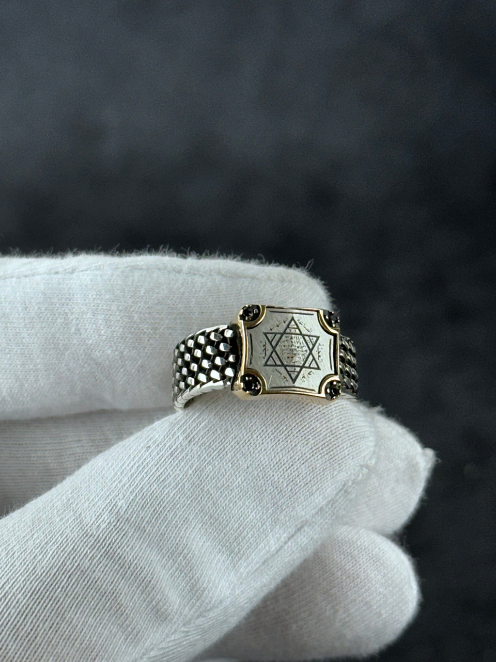 Solomon Seal Silver Ring - Handcrafted Minimalist Adjustable Band