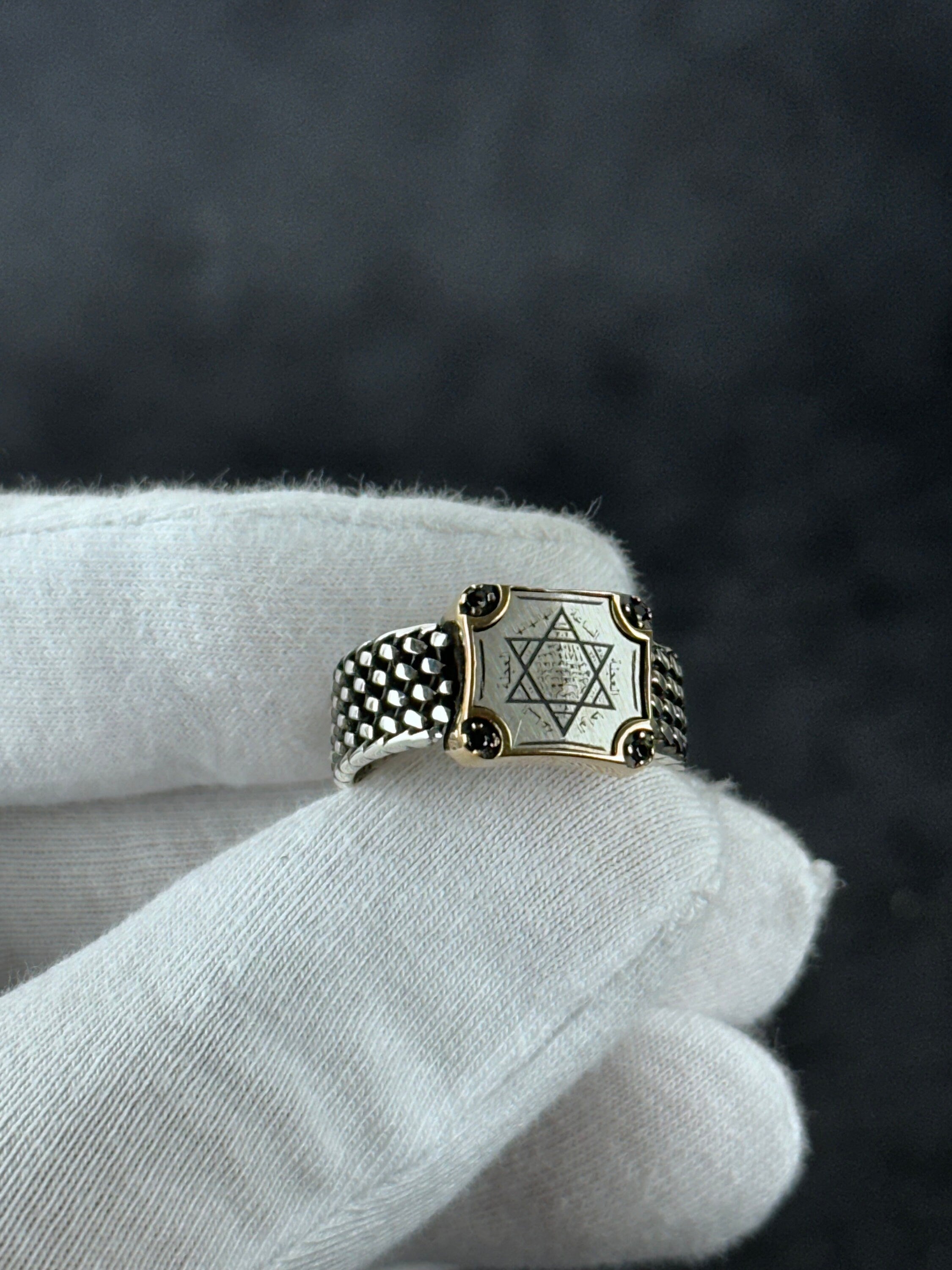 Solomon Seal Silver Ring - Handcrafted Minimalist Adjustable Band