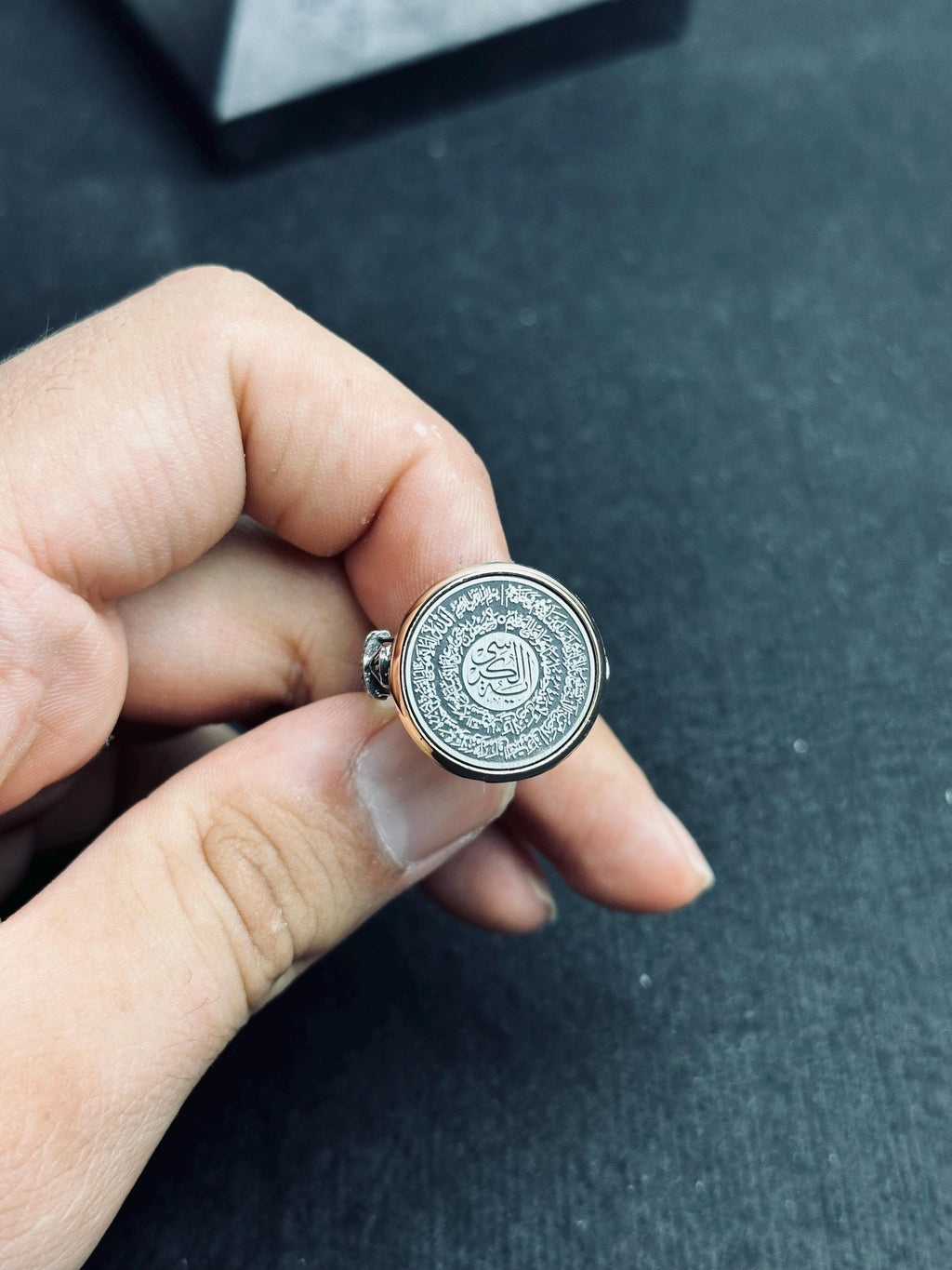 Sterling Silver Ring: Arabic Calligraphy Design - Handmade Unisex Jewelry