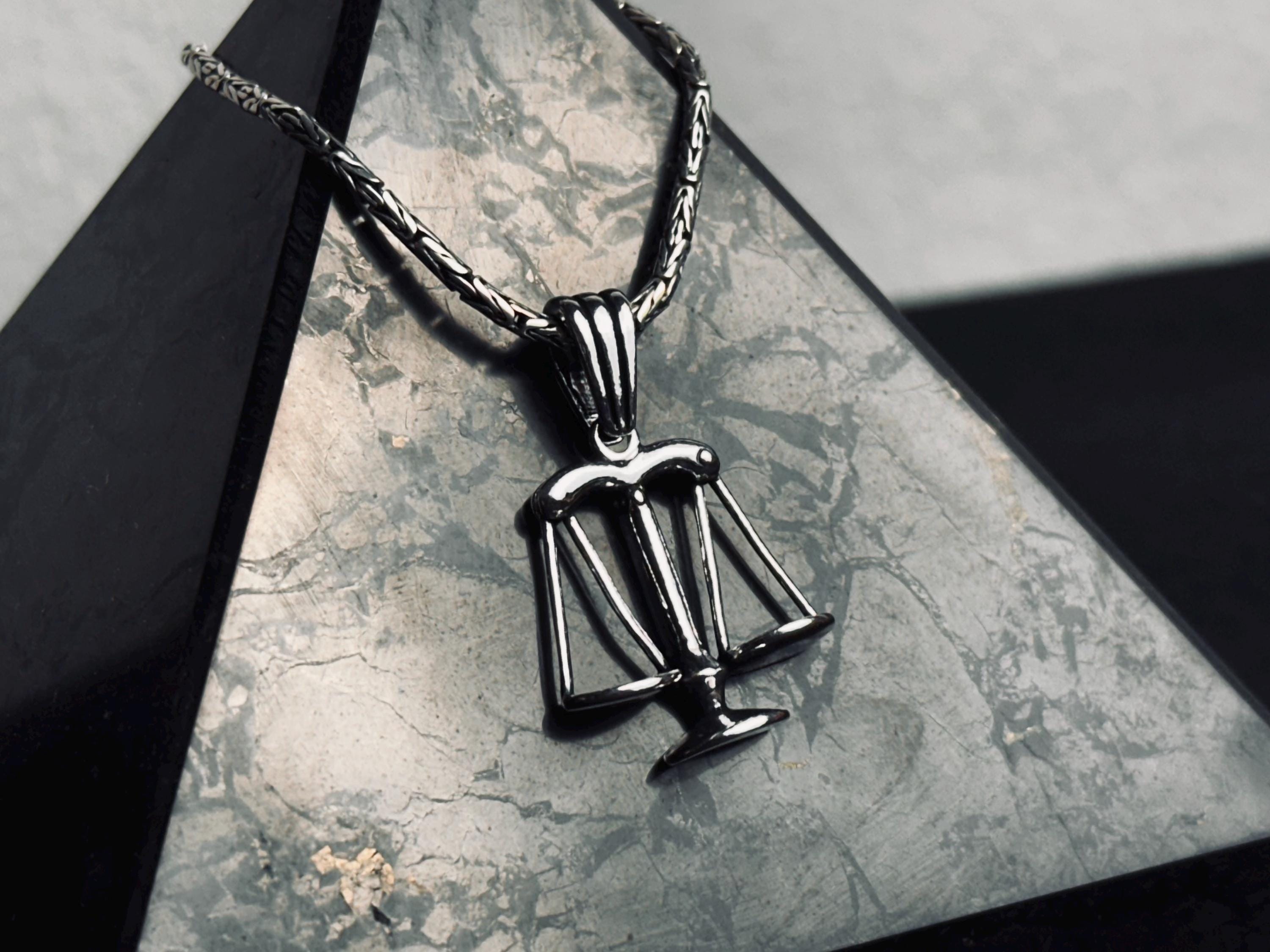 Libra Zodiac Necklace, Sterling Silver Minimalist Pendant (Adjustable Chain)