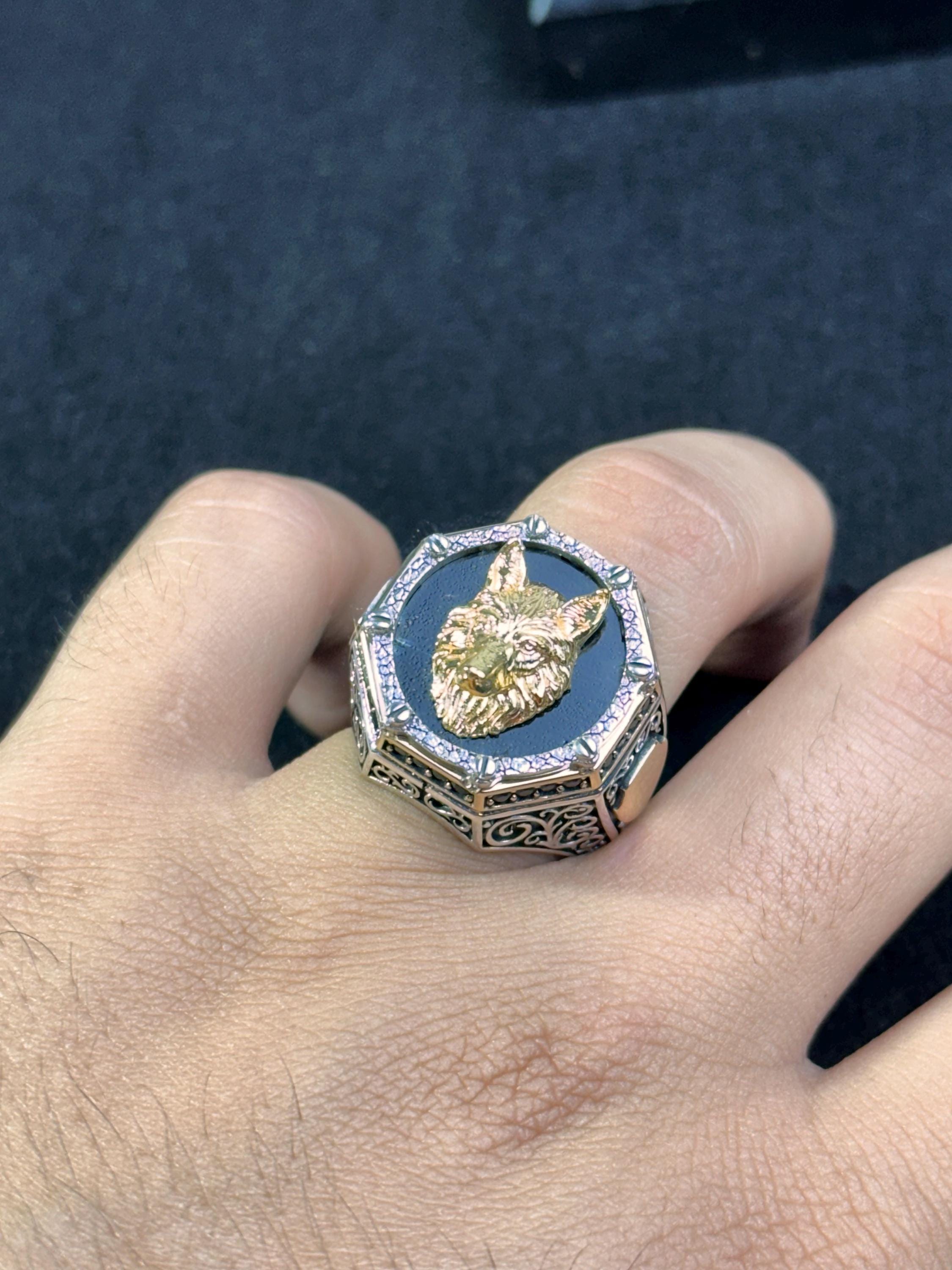 Wolf Signet Ring: Men's Sterling Silver Statement (Handmade)