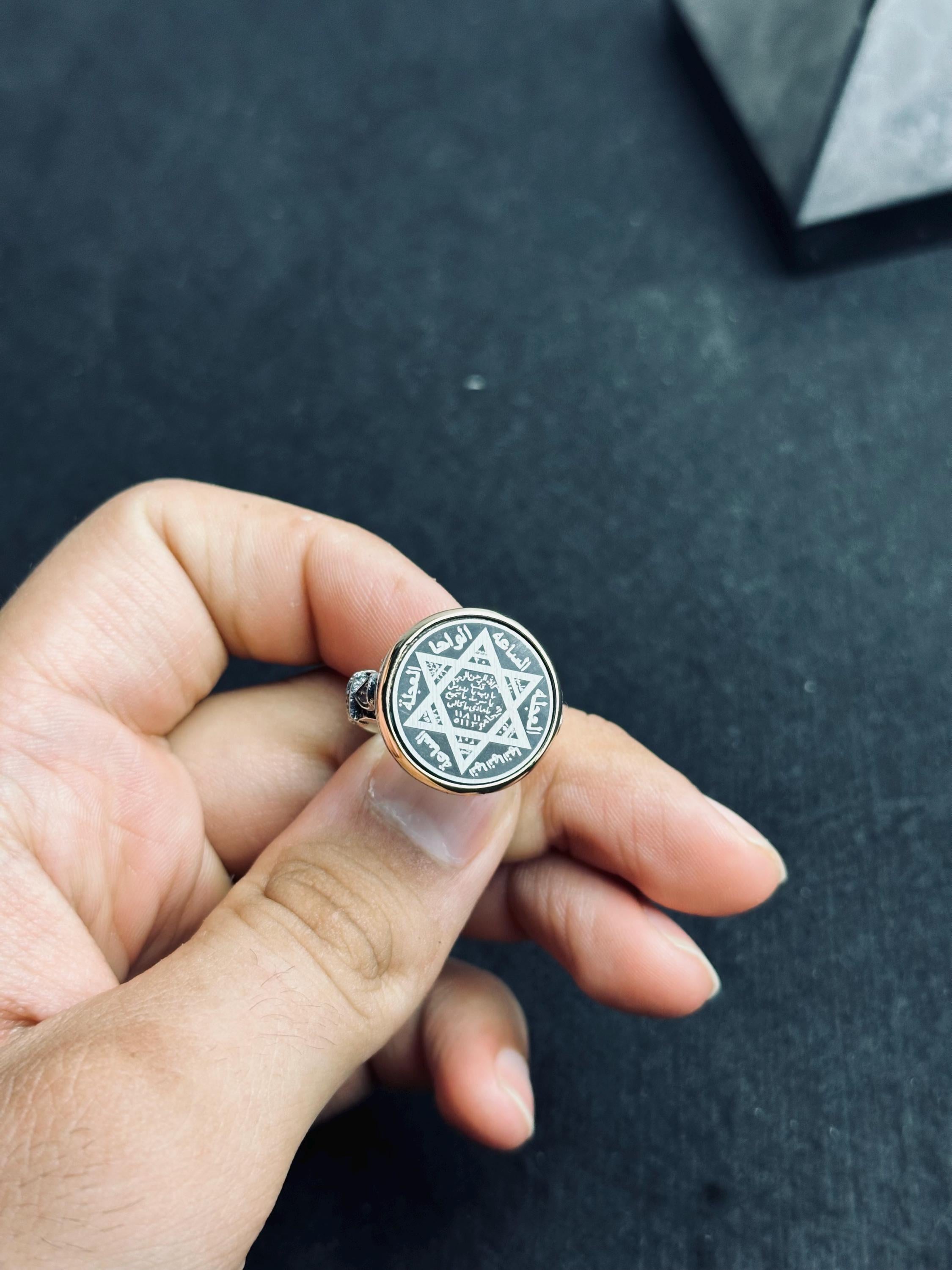 Seal of Solomon Sterling Silver Ring - Handmade Spiritual Amulet