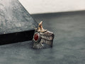 Oxidized Eagle Ring - Sterling Silver, Adjustable with Agate Gemstone