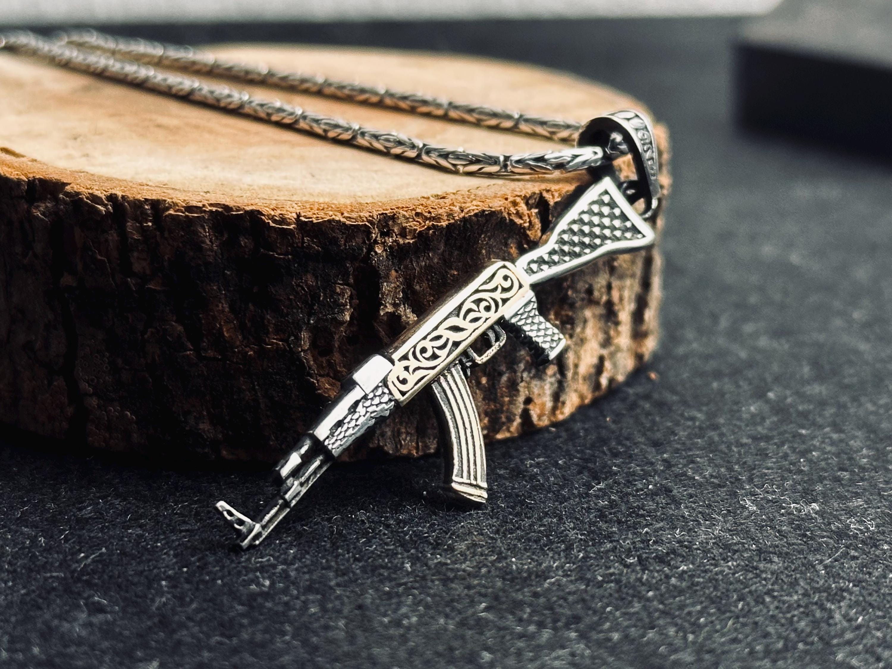 AK47 Pendant Necklace: Bold Sterling Silver (Men's Statement Jewelry)