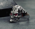 Skull Ring: Gothic Sterling Silver - Cubic Zirconia Accent