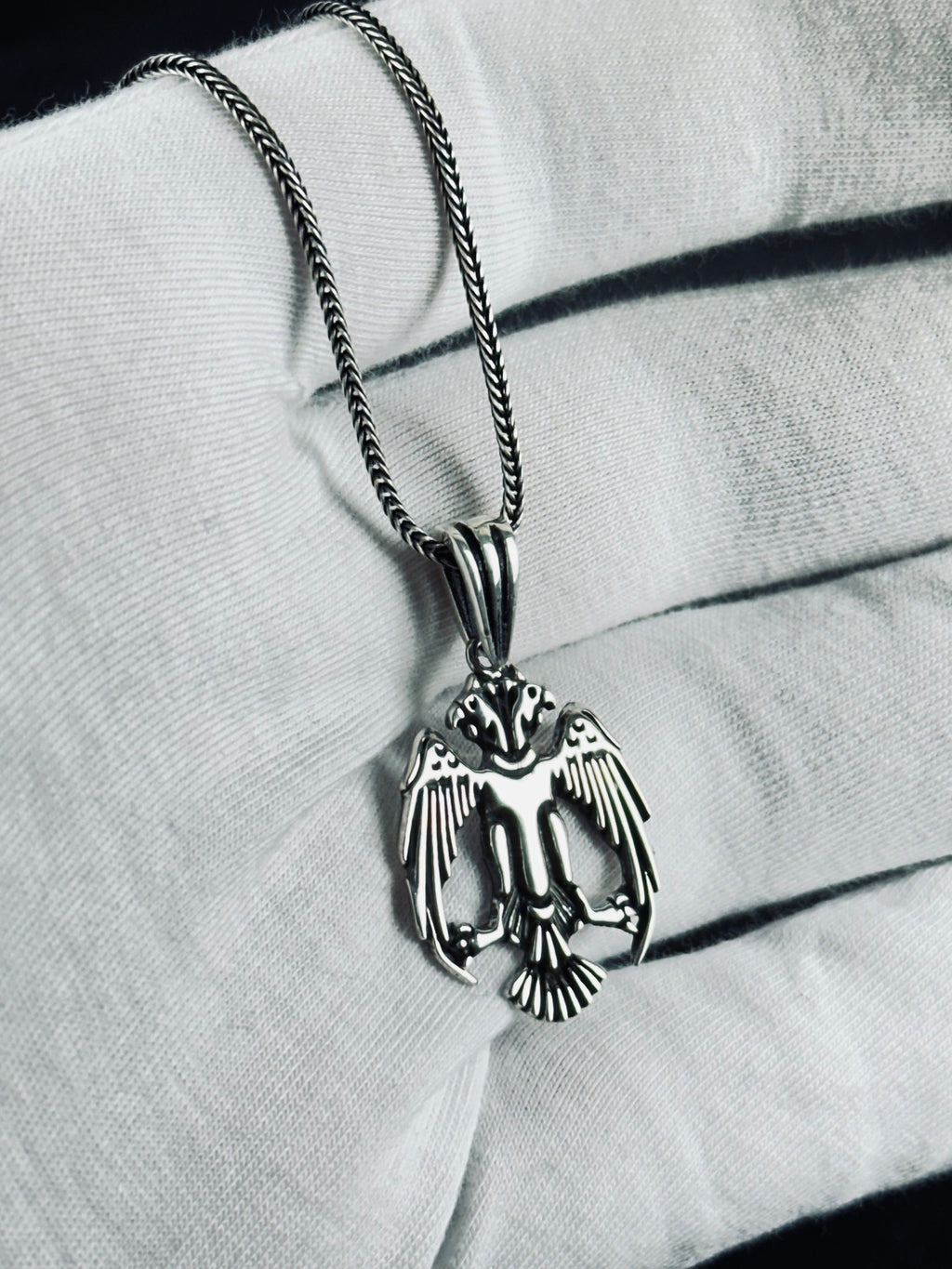 Silver Eagle Necklace: Seljuk Double Headed Pendant - Historical Design
