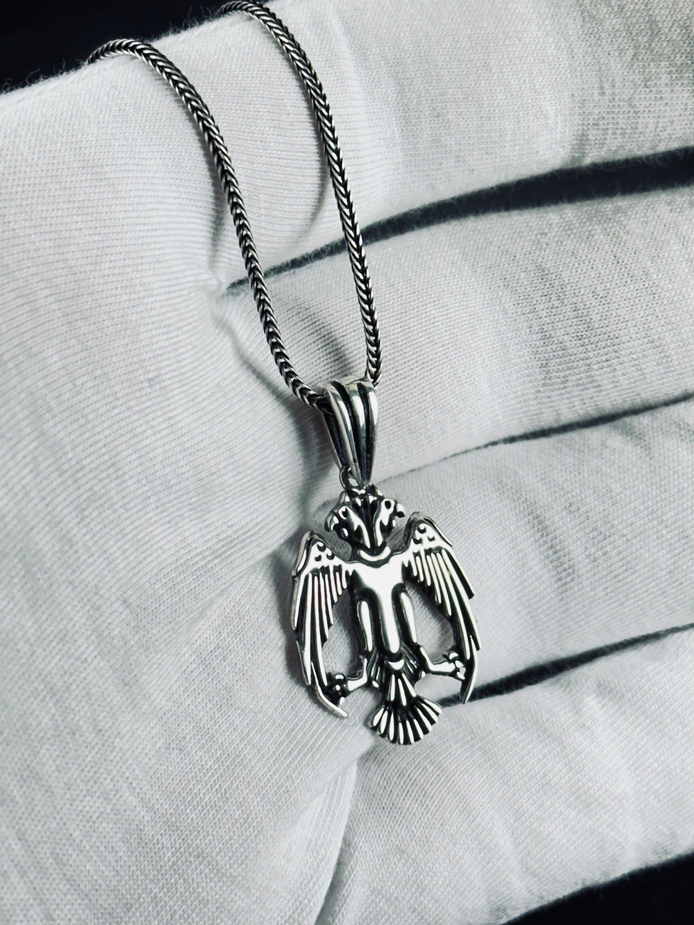 Silver Eagle Necklace: Seljuk Double Headed Pendant - Historical Design