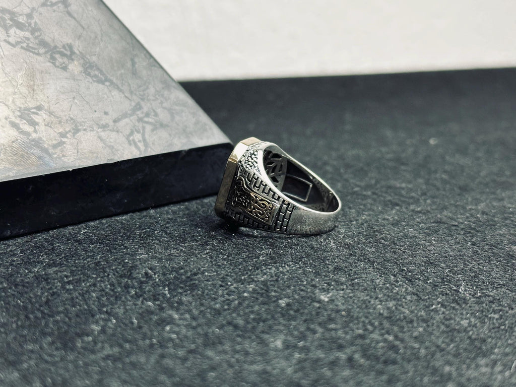 Statement Men's Ring: Turkish Crescent Design (925 Sterling Silver)