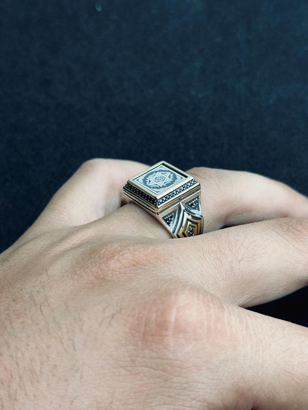 Minimal Square Seal of Solomon Ring: Handmade Sterling Silver