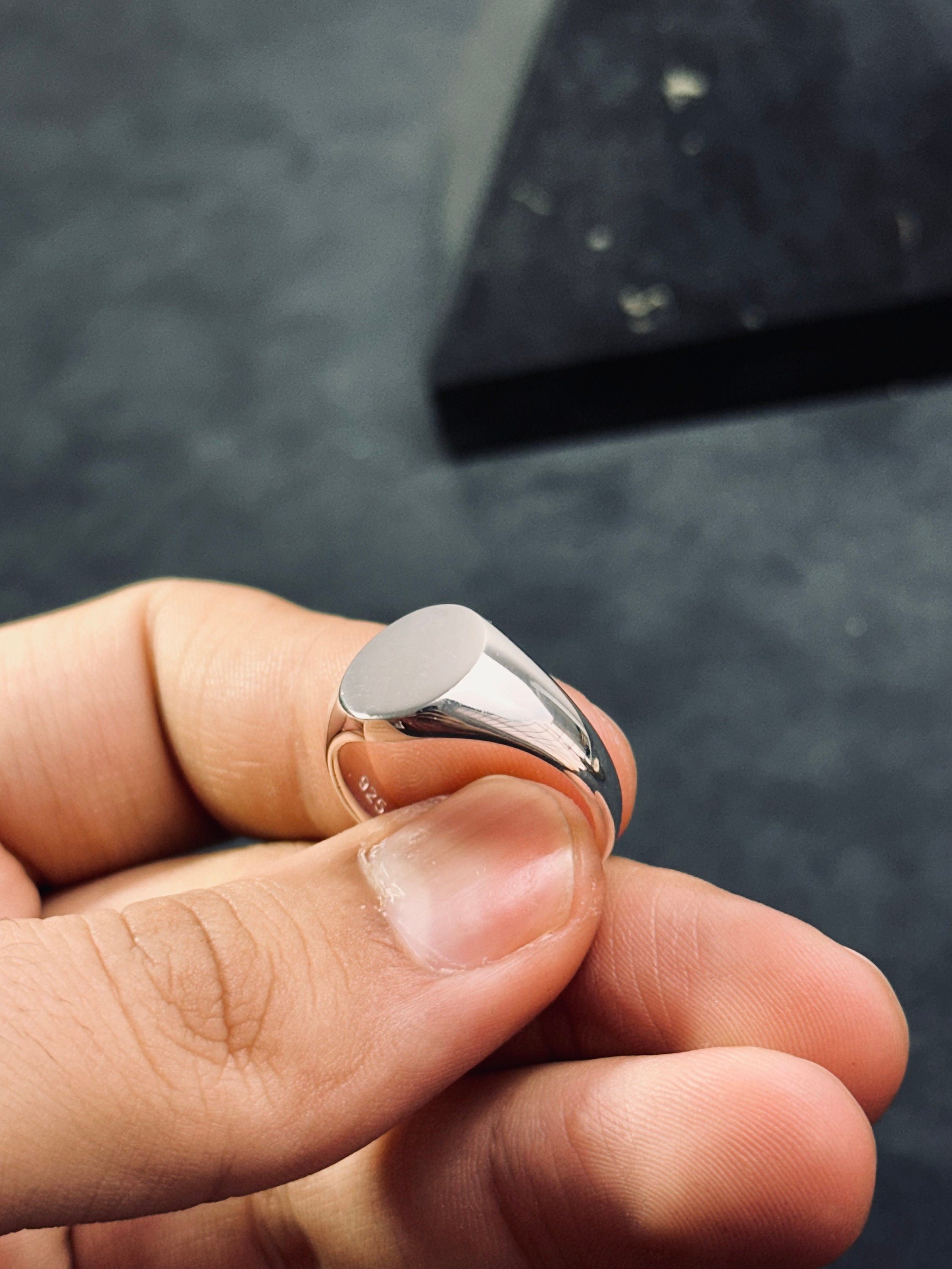 Sterling Silver Signet Ring: Personalized Initials (Men's Sizes)